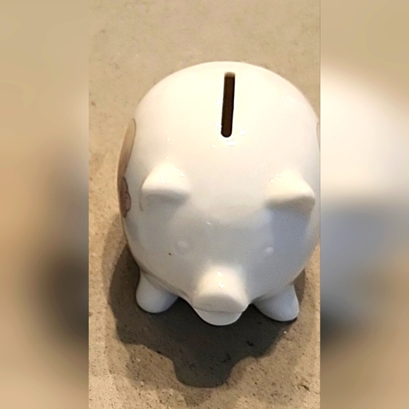 Vintage Enesco Precious Moments Piggy Bank Ceramic Made In Italy Adorable Pig - Picture 4 of 4